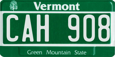 VT license plate CAH908