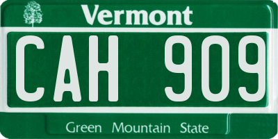 VT license plate CAH909