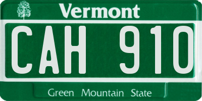 VT license plate CAH910