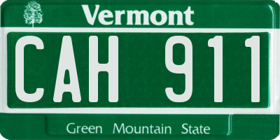 VT license plate CAH911