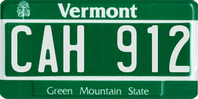 VT license plate CAH912