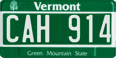 VT license plate CAH914