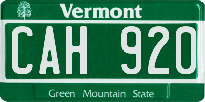 VT license plate CAH920