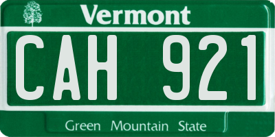 VT license plate CAH921