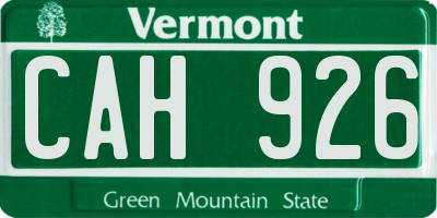 VT license plate CAH926
