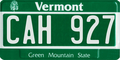 VT license plate CAH927
