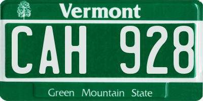 VT license plate CAH928