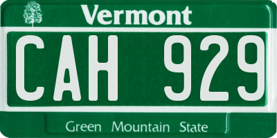 VT license plate CAH929