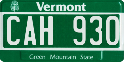 VT license plate CAH930
