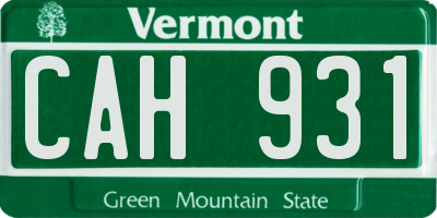 VT license plate CAH931