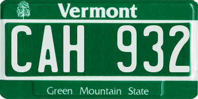 VT license plate CAH932