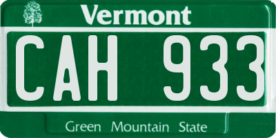 VT license plate CAH933
