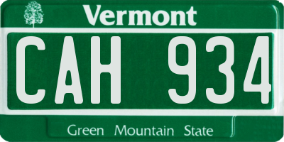VT license plate CAH934
