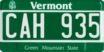 VT license plate CAH935