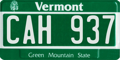 VT license plate CAH937