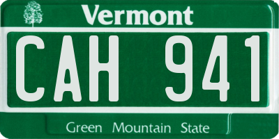 VT license plate CAH941