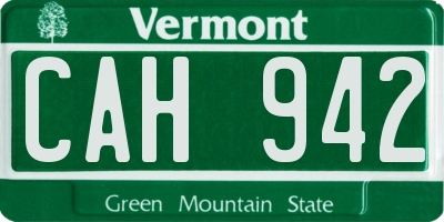 VT license plate CAH942