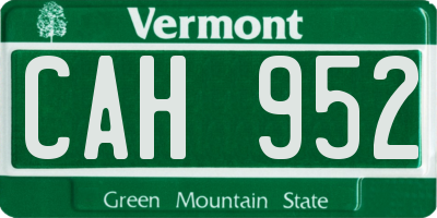 VT license plate CAH952