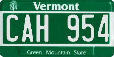 VT license plate CAH954