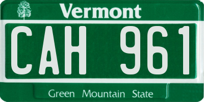 VT license plate CAH961