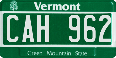 VT license plate CAH962
