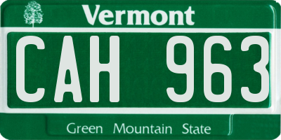 VT license plate CAH963