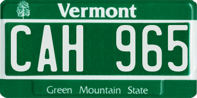 VT license plate CAH965