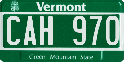 VT license plate CAH970