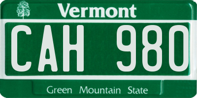 VT license plate CAH980