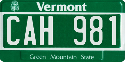 VT license plate CAH981