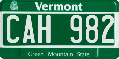 VT license plate CAH982