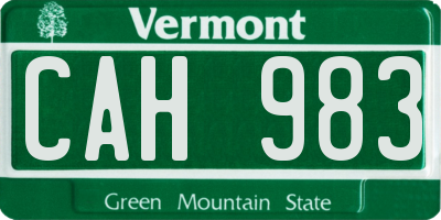 VT license plate CAH983