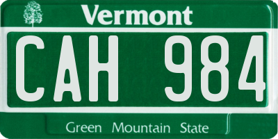 VT license plate CAH984