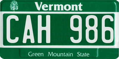 VT license plate CAH986