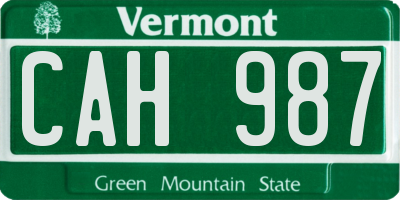 VT license plate CAH987