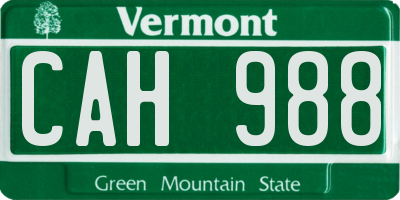 VT license plate CAH988