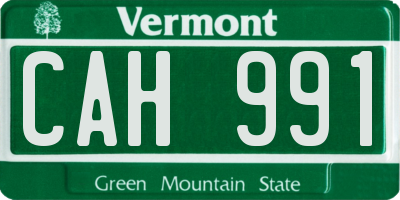 VT license plate CAH991
