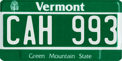 VT license plate CAH993