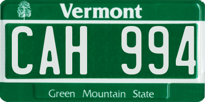 VT license plate CAH994