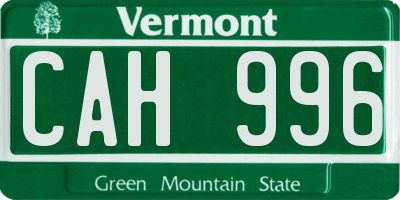 VT license plate CAH996