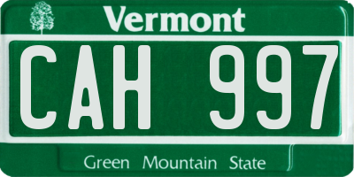 VT license plate CAH997