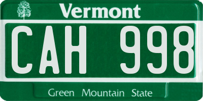 VT license plate CAH998