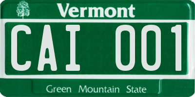 VT license plate CAI001