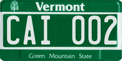 VT license plate CAI002