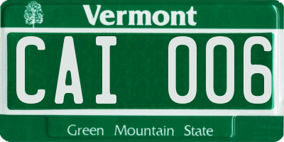 VT license plate CAI006