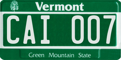 VT license plate CAI007