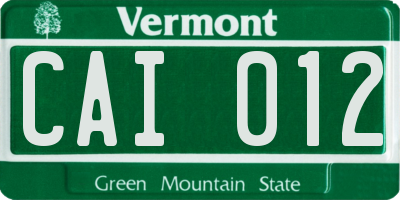 VT license plate CAI012