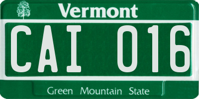 VT license plate CAI016