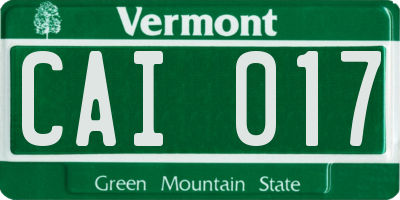 VT license plate CAI017