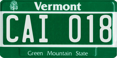VT license plate CAI018